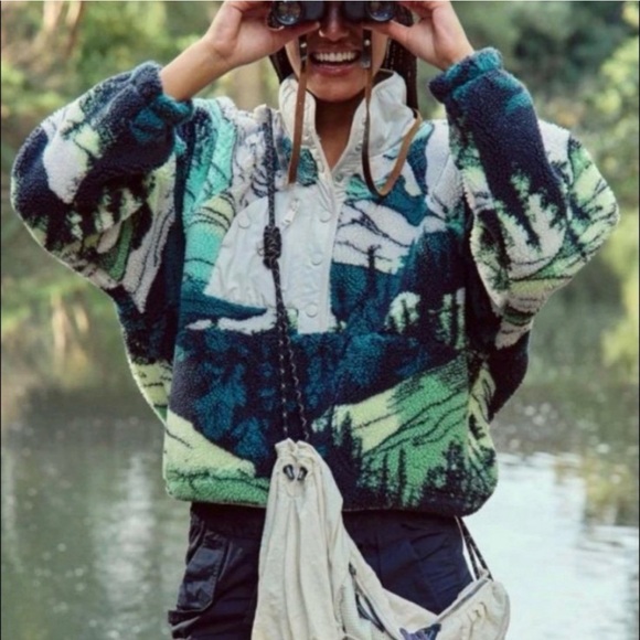 Free People New Hot The Slopes Fleece Jacket in Cypress Combo - Picture 5 of 5